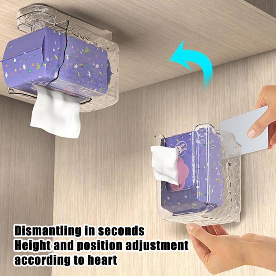 Wall Mount Tissue Box Holder Kitchen Wipes Storage Box Easy To Install Refillable Wipes Container Tissue Holder Dispenser with Suction Cup