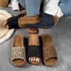 New Large-sized Floral Lace-up Platform Slippers for Women, Paired with Lightweight Wedge Sandals for Outdoor Use On The Beach.