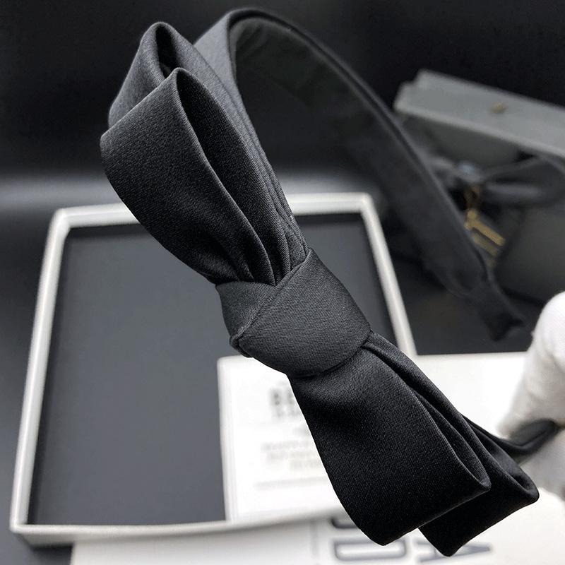 Black Narrow Edge Bow Hair Clip Headband for Women - Chic Fairy Style