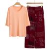 Pajamas Women's Spring and Summer New V-neck Short-sleeved Cotton and Linen Pants European and American Large-size Loungewear Two-piece Set