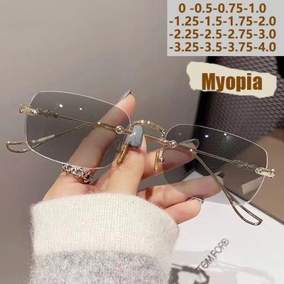 Rimless Womens Anti Blue Light Glasses Photo Sensitive Color Changing Elegant Style Eyewear
