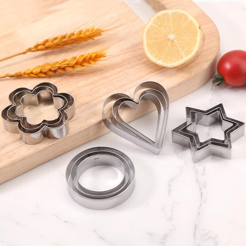 Cookie Cutter 12pcs Metal Cookies Cutters Set Creative Star Cookie Cutter Round Heart Flower Shaped Egg Molds Baking Tools