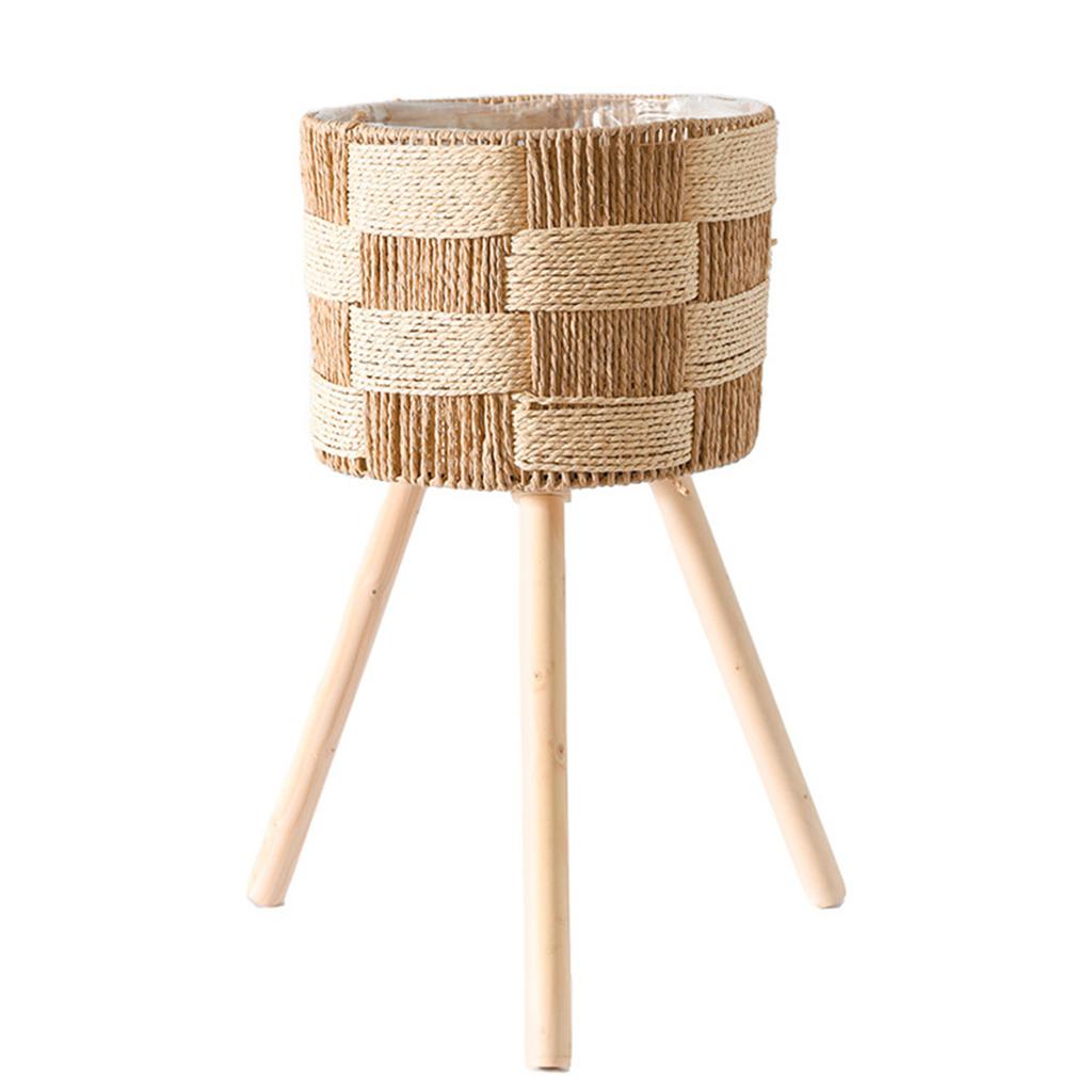 Rattan Indoor Plant Stand Handwoven Flowerpots Stool with Legs Floor Planter Basket Rack Plant Shelf for Garden Home