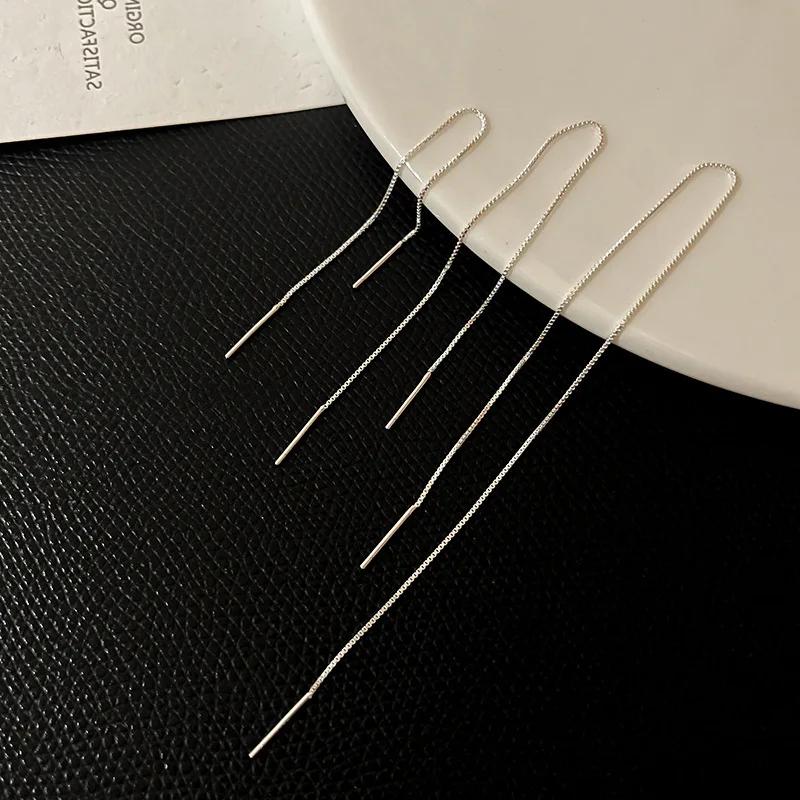 Minimalist Long Tassel Ear Line Drop Earrings for Women Korean Fashion Stainless Steel Chain Hanging Earings Jewelry Party Gifts