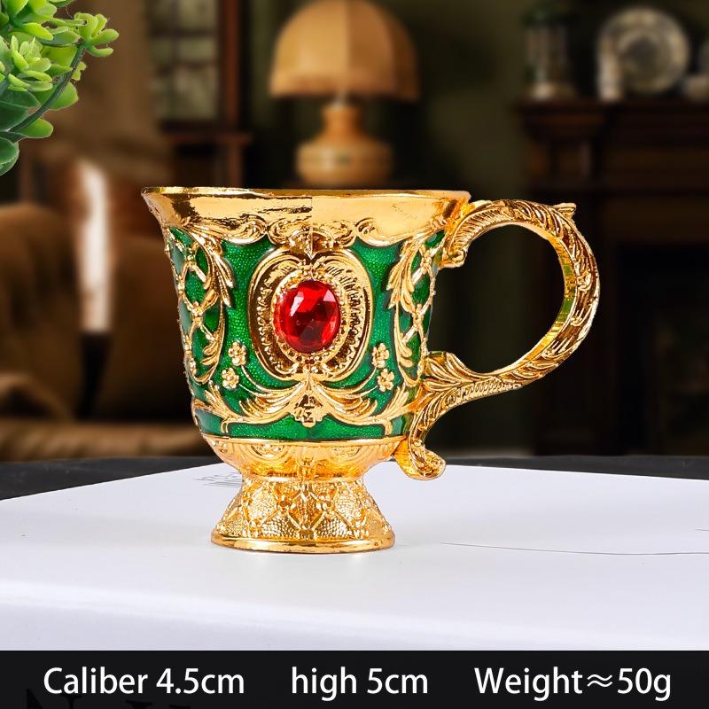 Klassisches Elegantes Weinglas, Emaille-Rosenkelch für Hochzeit, Party & Hausbar, Weinbecher mit Vintage-Rosenmuster, Gold-/Silberbeschichteter Kürbiskelch