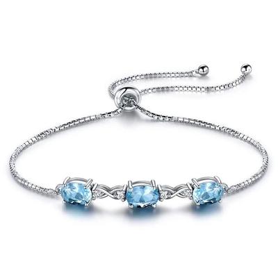 Blue Topaz Tennis Bracelet -925 Sterling Silver