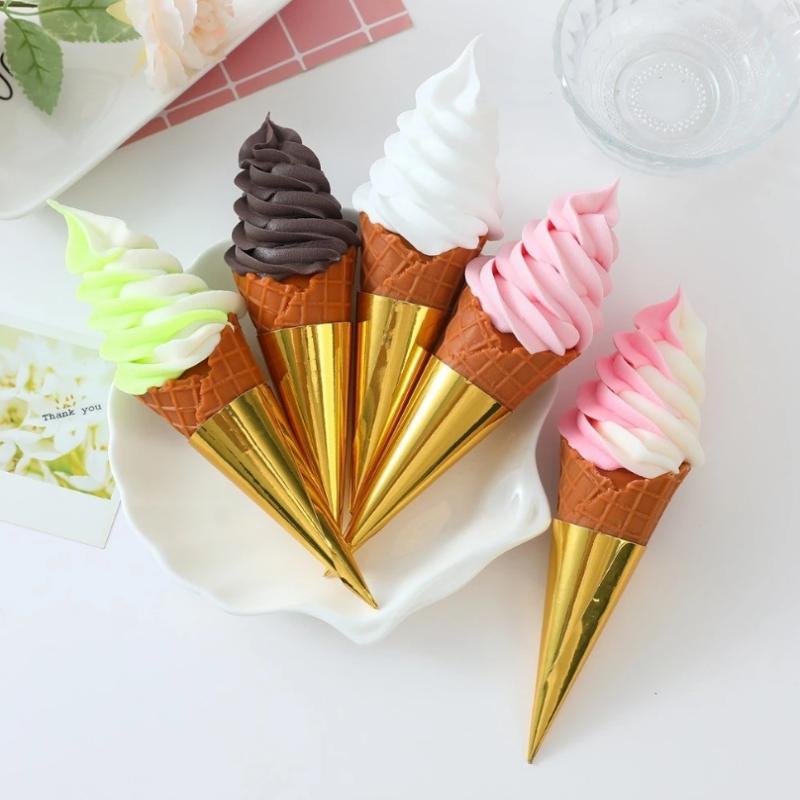 100 Pezzi Carta Stagnola Usa e Getta Porta Gelato Colore Solido Anti-Sporco Manico Spesso Manicotto Cono Gelato