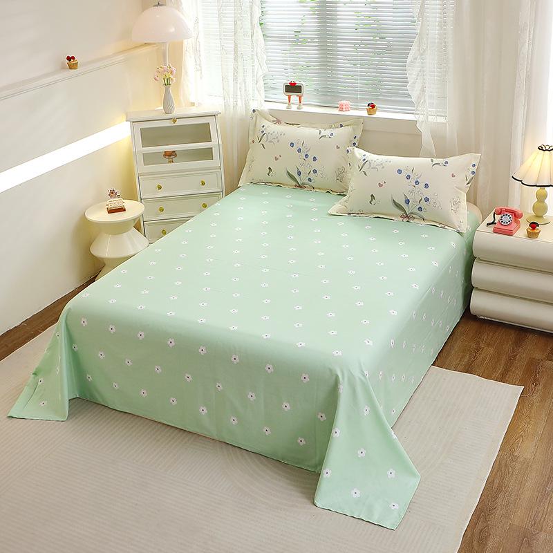 Simple Cotton Bed Sheet for Double Bed - Suitable for Summer & Student Dormitory, 40 Count, All Seasons
