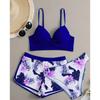 WOMEN'S FLORAL PRINTED BIKINI SET - V-neck, High Stretch Nylon and Elastane Blend, Opaque - Fashion Swimwear