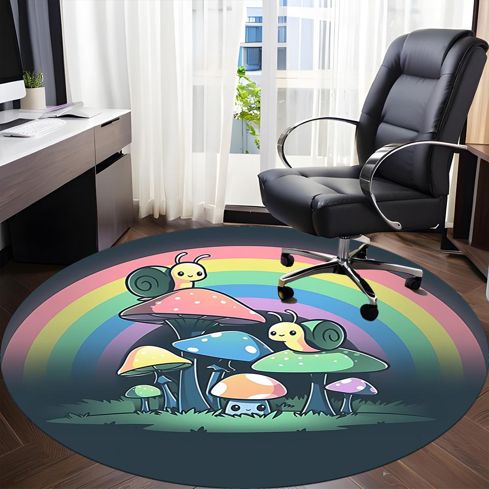 1pc Mushroom Snail Office Round Area Rug, Under Office Chairs Bedroom Living Room Home Decor, Room Deco, Available In Various Sizes