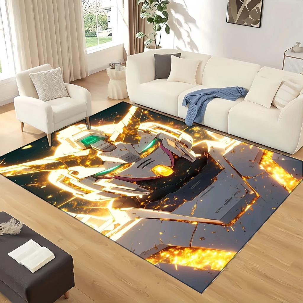 3D GUNDAM Robot Cartoon Carpet Rug for Living Room Bedroom Home Sofa Decoration,kids Play Non-slip Floor Mat Christmas Gift