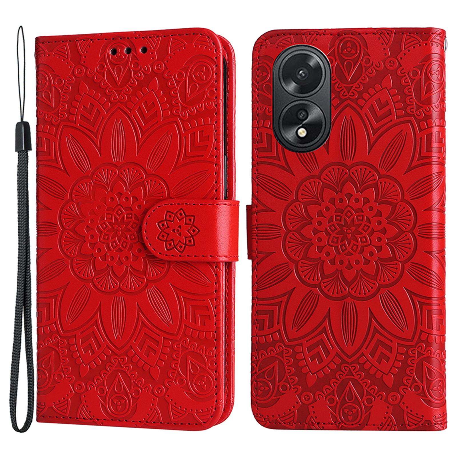 

For Oppo A38 4G Case Wallet Slim-Fit PU Leather Magnetic Phone Cover Red