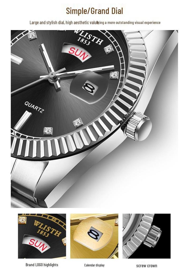 Men's Classic Gold Quartz Steel Band Watch