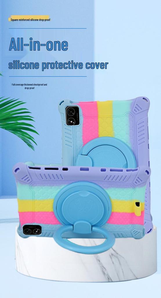 Rotatable Leather-Texture Silicone Case for Teclast T40 5G Tablet, Anti-Drop Protection