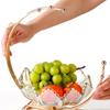 1PC Light Luxury Snack Storage Glass Table Decor Fruit Plate Metal Moon Shaped European Style