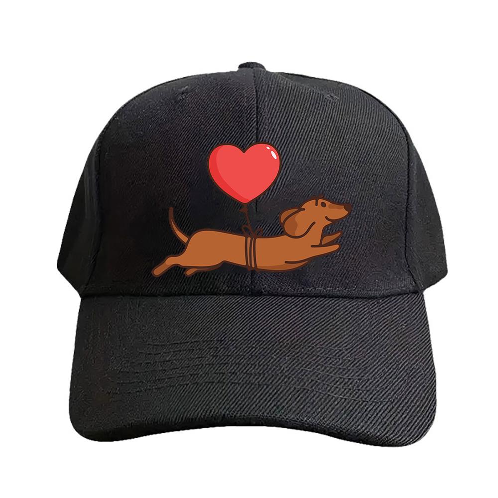 Cute Dachshund Dog with Balloon Cap Summer Woman Man Baseball Cap Adjustable with Curved Brim Duckbill Cap Protection Sun Hats
