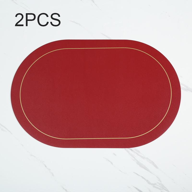 2PCS 45x30cm Leather Tableware Mat European Round Corner Decorative Pad Waterproof Oil Resistant Bowl Cup Table Mat Insulation