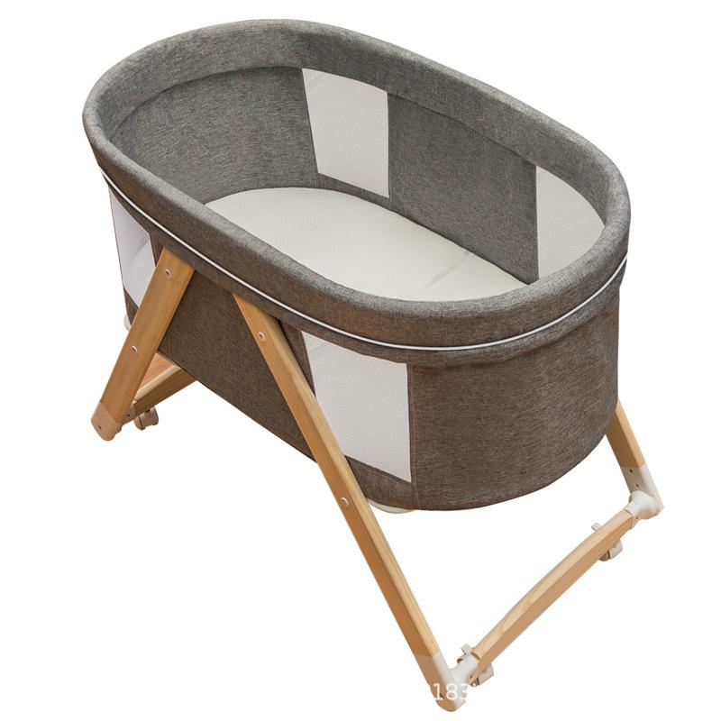 Convertible Foldable Bassinet for Newborns: Portable Baby Rocking Crib Connects to Larger Beds