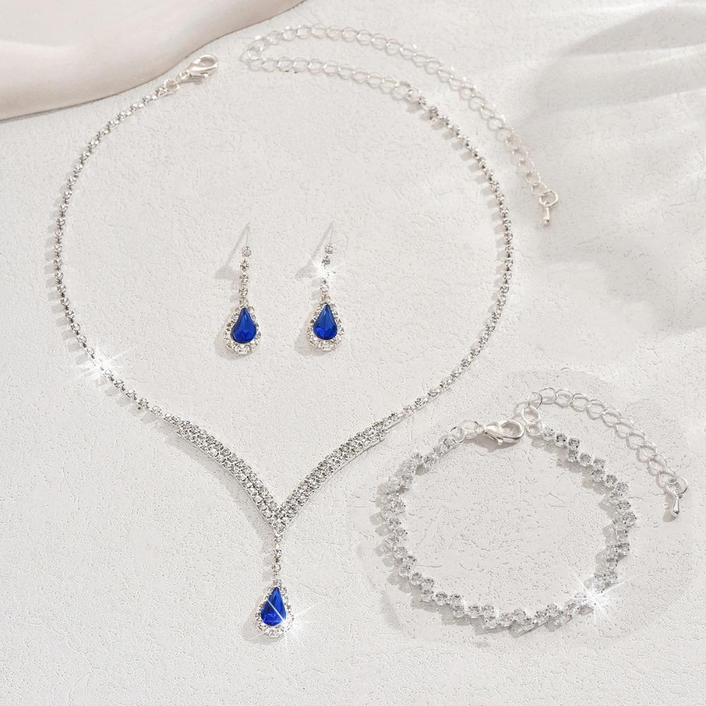 Girls' Jewelry, Flash Diamond Necklace, Earrings, Stud Earrings, Wedding Jewelry Set.