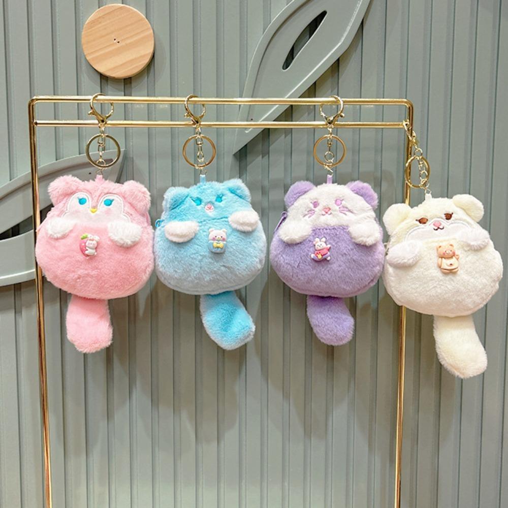 Mit Schlüsselanhänger Plüsch Geldbörse Tier Cartoon Plüsch Null-Geldbörse Tier Geldbörse Frauen Mädchen