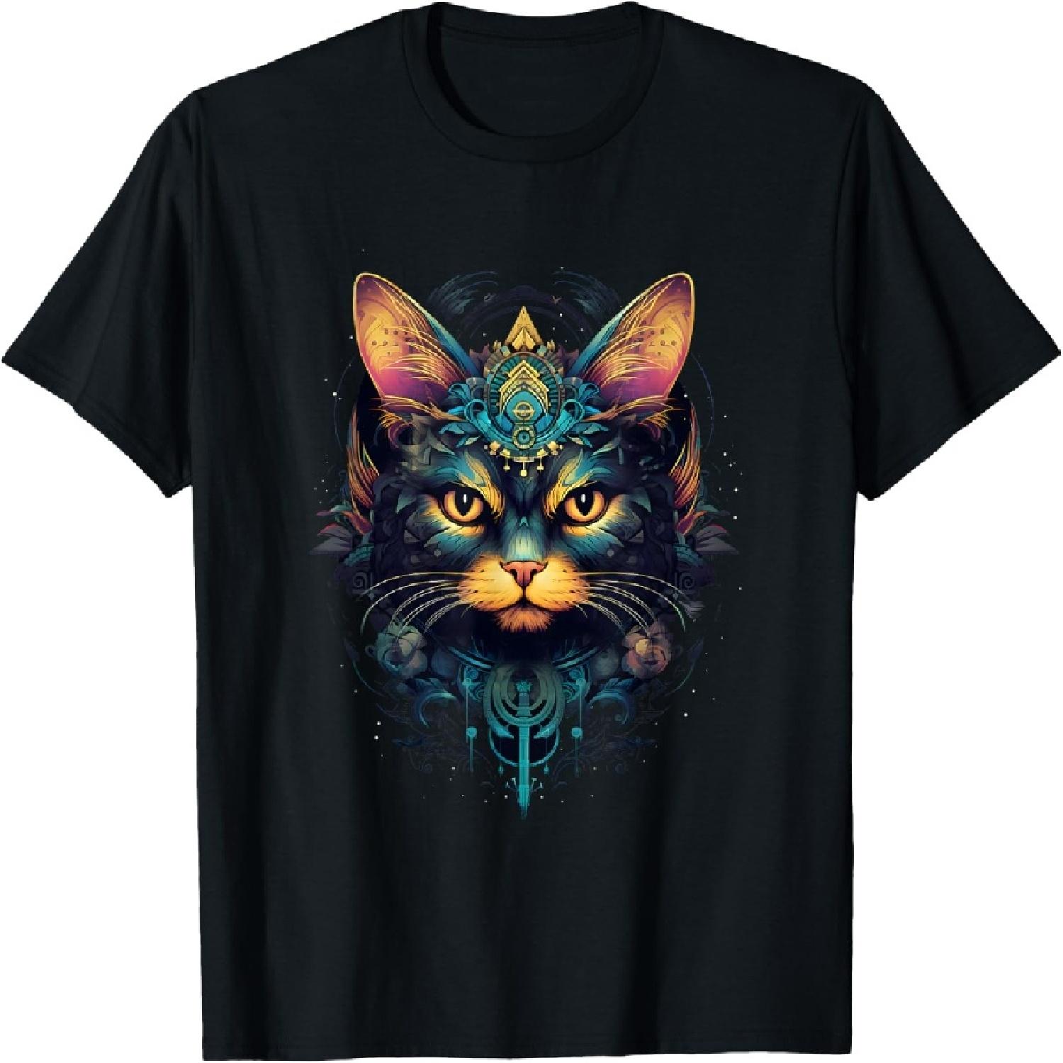 

Hypno Cat with Steampunk elements colorful Hypnotic T-Shirt XXXXXL різнокольоровий