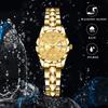 Waterproof and Rainproof Wristwatch with Luminous Round Stainless Steel Calendar Gold and Gold Perfect for Business or Formal This Pair Watch Features