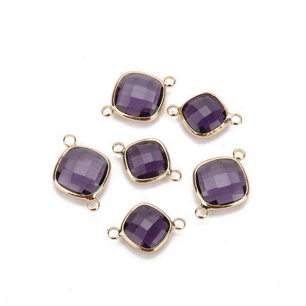 5pcs 11mm White Double Hole Glass Charms Pendants Connector for Chain Bracelets Necklace Women DIY Jewelry Making Findings