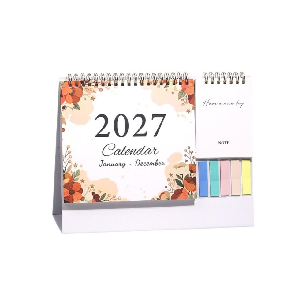 Portable Standing Flip Calendar Spiral Bound Desktop Calendar 2027 Desk Calendar School College