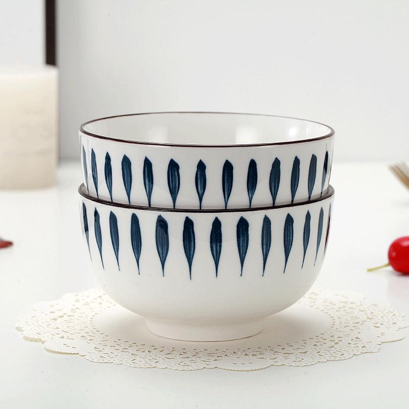 8-Piece 4.5-Inch Four-Leaf Clover Ceramic Bowls - Chinese/Japanese Style Soup & Rice Bowls