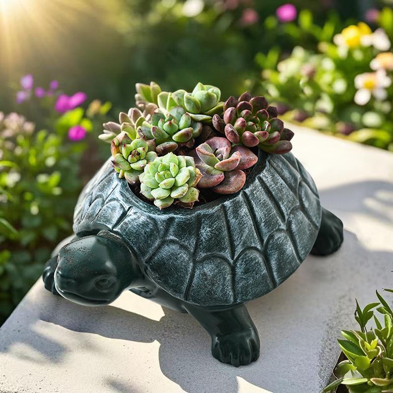 Creative Courtyard Turtle Flower Pot Outdoor Balcony Arrangement Landscape Green Plants Potted Rural Garden Animal Ornaments