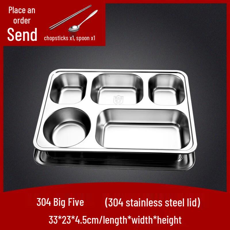 

Naijiang 304 Stainless Steel Compartmented Meal Tray with Lid