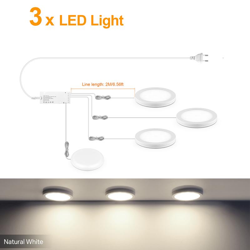 Ultradünne 5W LED Deckenpaneelleuchten Dimmbar Touchsensor Schrankleuchte für Schrank, Ausstellungsregal, Schrank