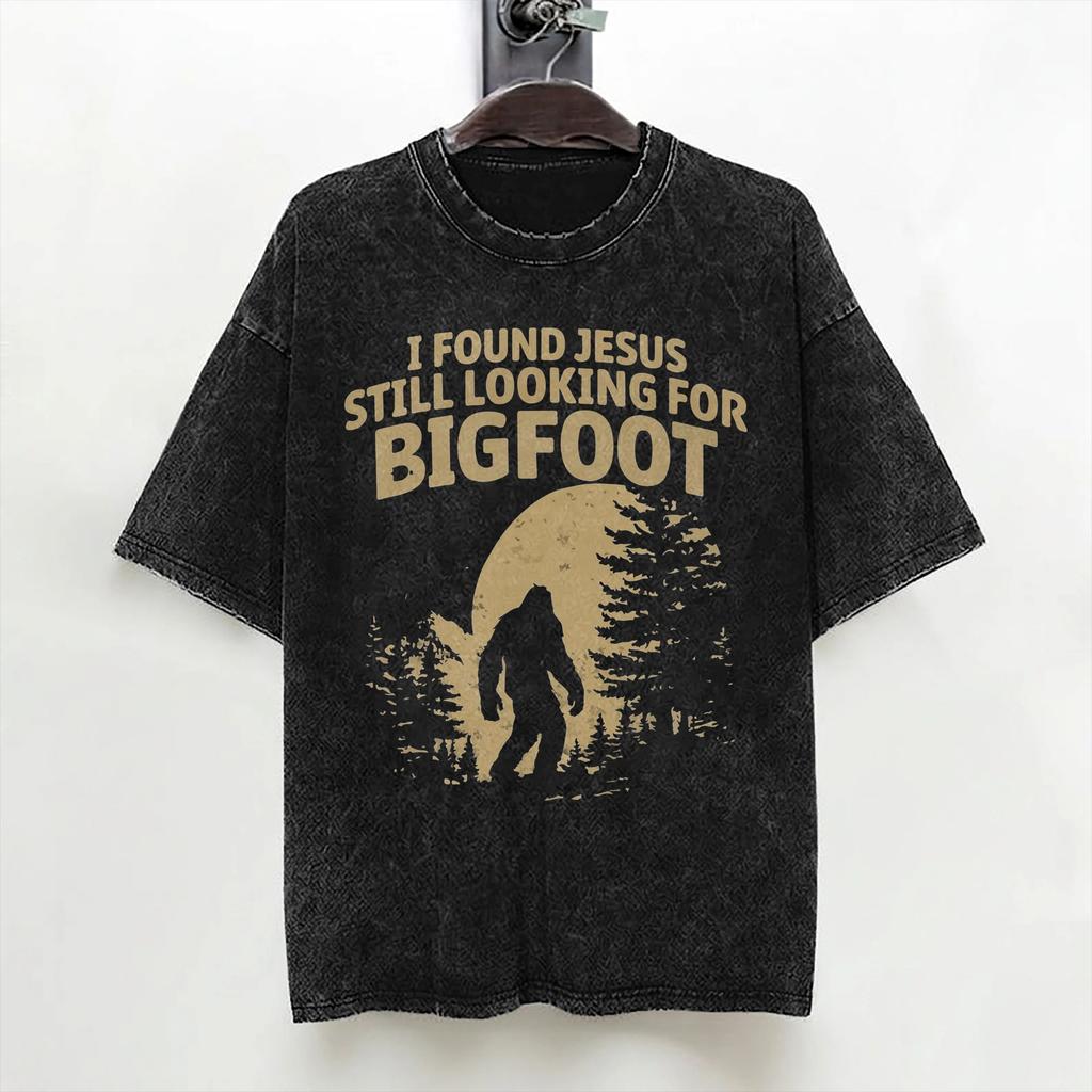 Bigfoot Believe Sasquatch Washed T Shirt Streetwear Hip Hop Cool Tshirts Tees For Men Women 100 Cotton Harajuku Summer