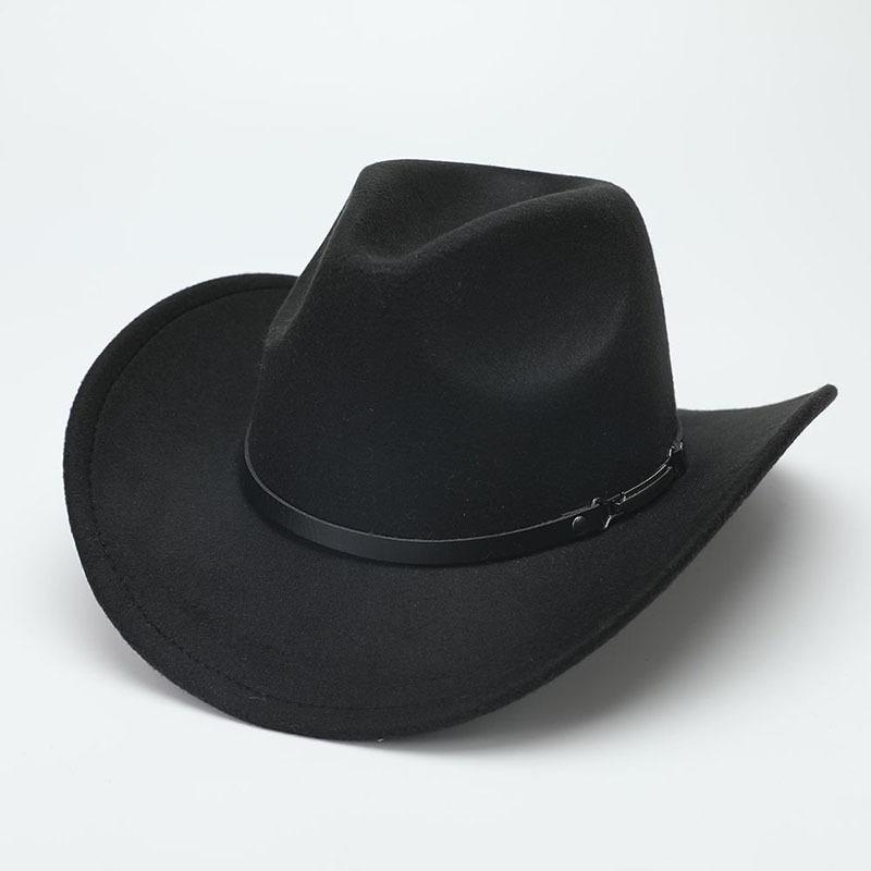 European and American Western Cowboy Hat Big Edge Woolen Punk Style Knight Hat Felt Hat Jazz Hat Top Hat