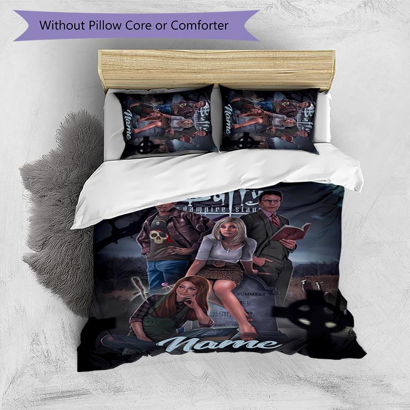 3pcs Custom Name Buffy the Vampire Slayer Bedding Set Duvet Cover Closure Includes 1 Duvet Cover & 2 Pillowcases for All Seasons Bedroom Decor