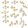 Stainless Steel Zirconia Threaded Ear Studs and Stainless Steel Piercing Ear Bone Pins Set