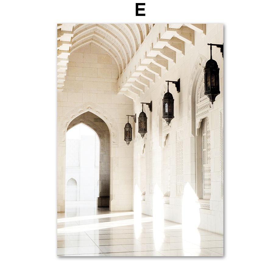 

Исламская мечеть Коран Галерея Дверь Цветы Плакаты Печать Настенное искусство Холст Картина Скандинавские настенные картины для декора гостиной 50x70cm No Framed