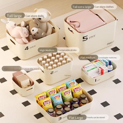Stackable Dustproof Storage Box with Lid-Multi-Purpose Container for Cosmetics Clothing Grocery Snacks & Toy Storage Bin Basket