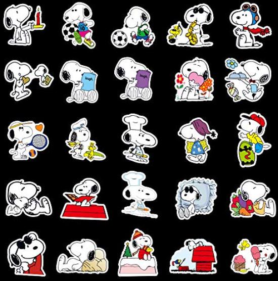 100 Cute Snoopy Anime Waterproof Stickers for Club and More Stickers, Suitcases, Motorcycles, Helmets, Activities,