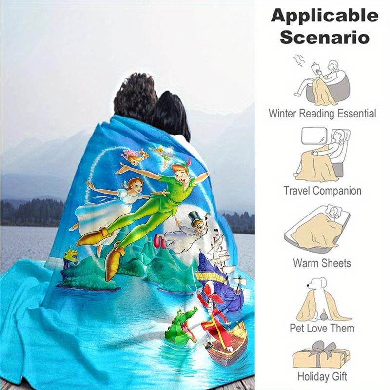 1pc Peter Pan Printing Blanket - Soft, All-Season Throw for Living Room, Bedroom,Personalized Gift with Adorable Cartoon Design