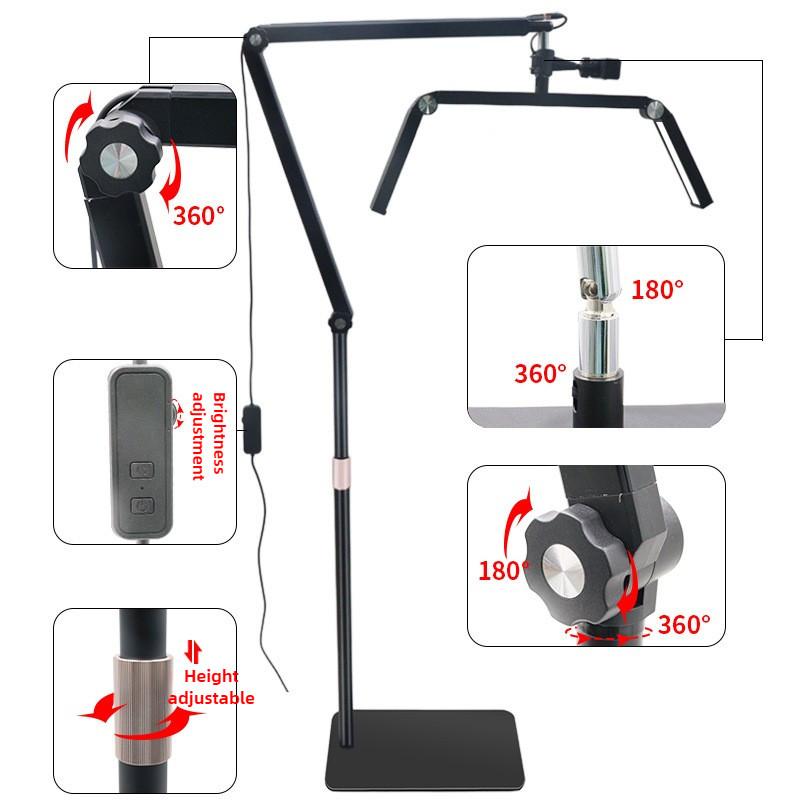 26 Inch Floor Standing Telescopic Foldable Beauty Lamp Adjustable Color Temperature Beauty Fill Light