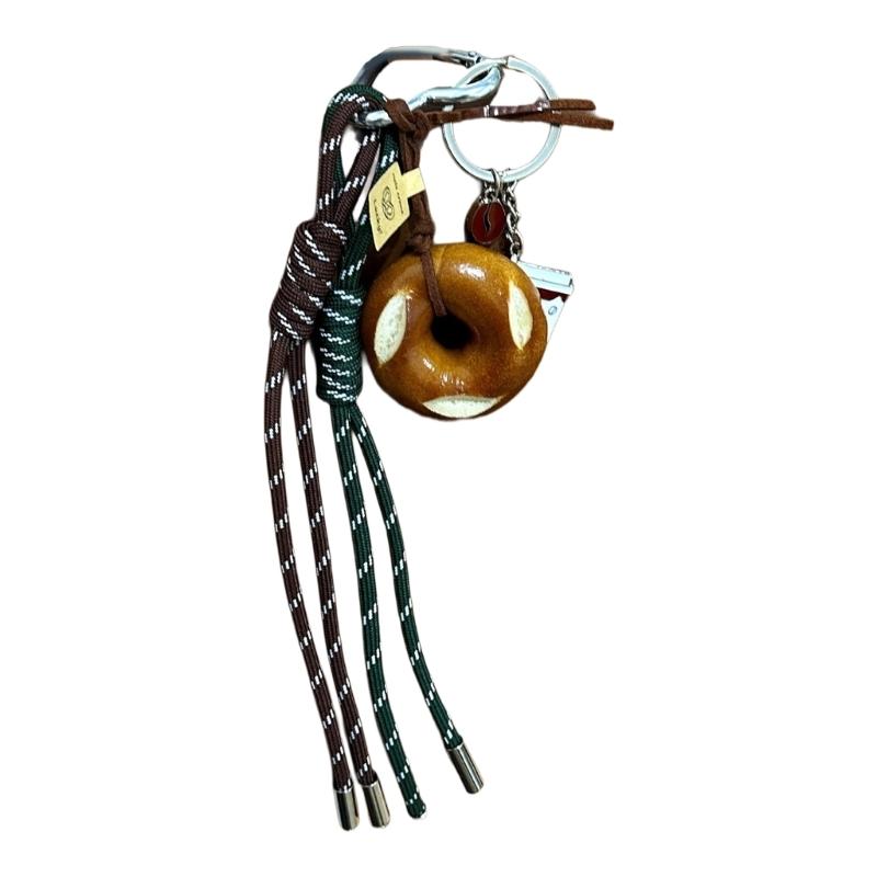 Bagel Pretzel Chocolate Bag Charm Pendant Keyring Braided Rope Keychain Charm for Backpack Purse Handbag Decorations