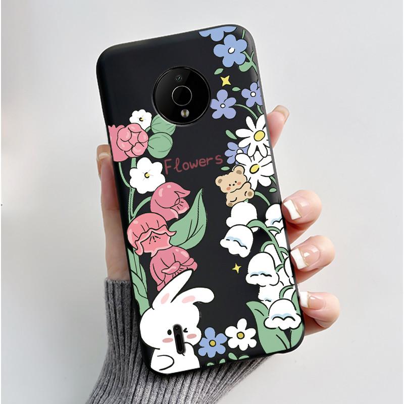 For Nokia C200 C100 Case Cute Love Rabbit Funny Cartoon Black Soft Silicone Protective Cover For NokiaC200 NokiaC100 Phone Case