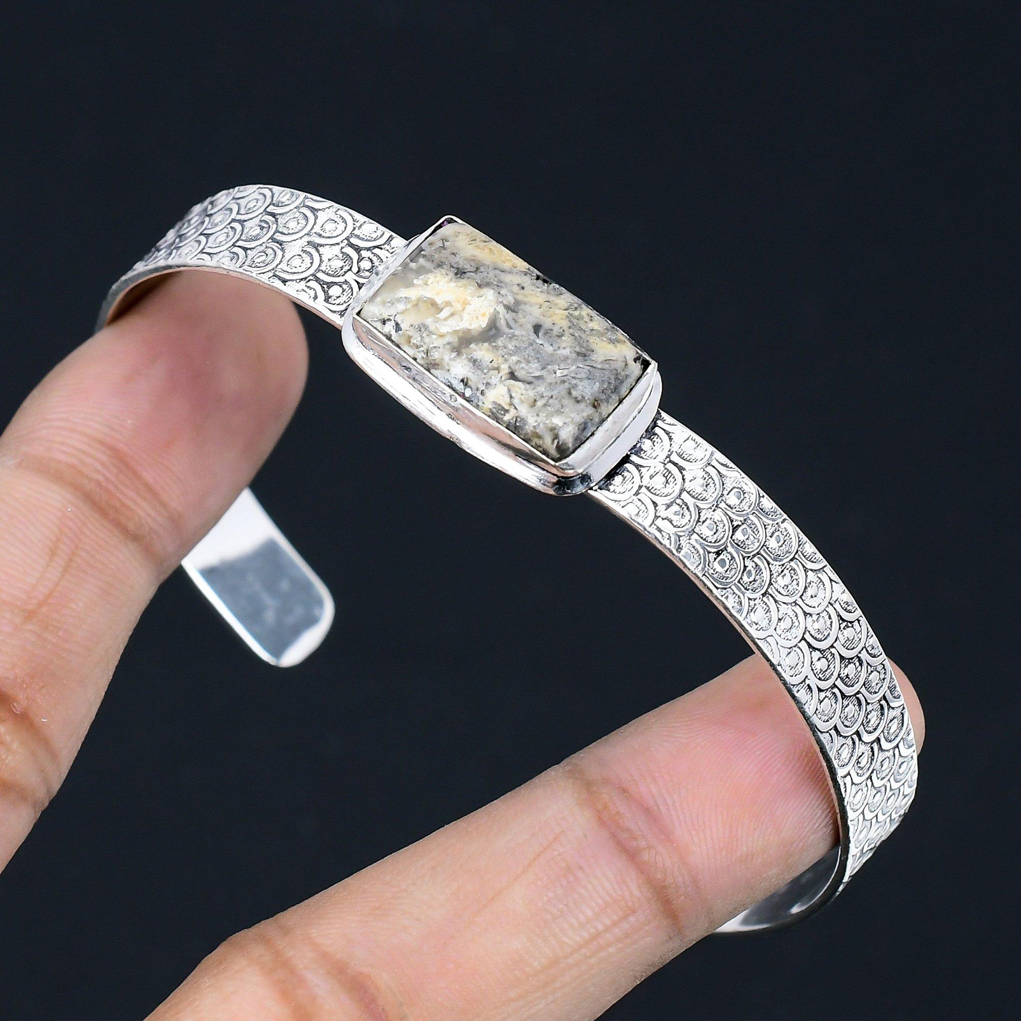 

Mothers day Deal 925 Silver Dendrite Tiger Stone Handcrafted New Bangle Bracelet Adjustable