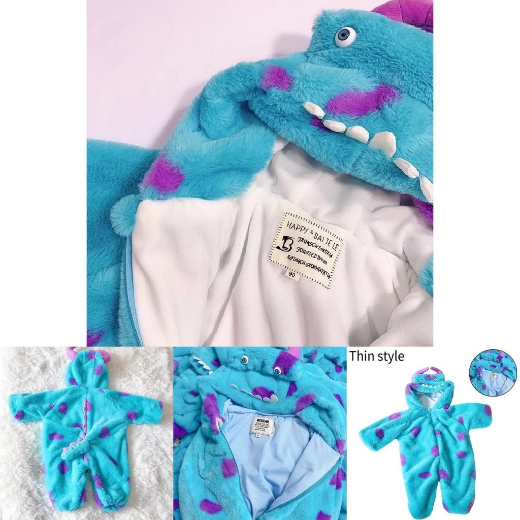 Adorable Baby Sullivan Monster Plush Onesie Thick Hooded Pajamas For Autumn Winter