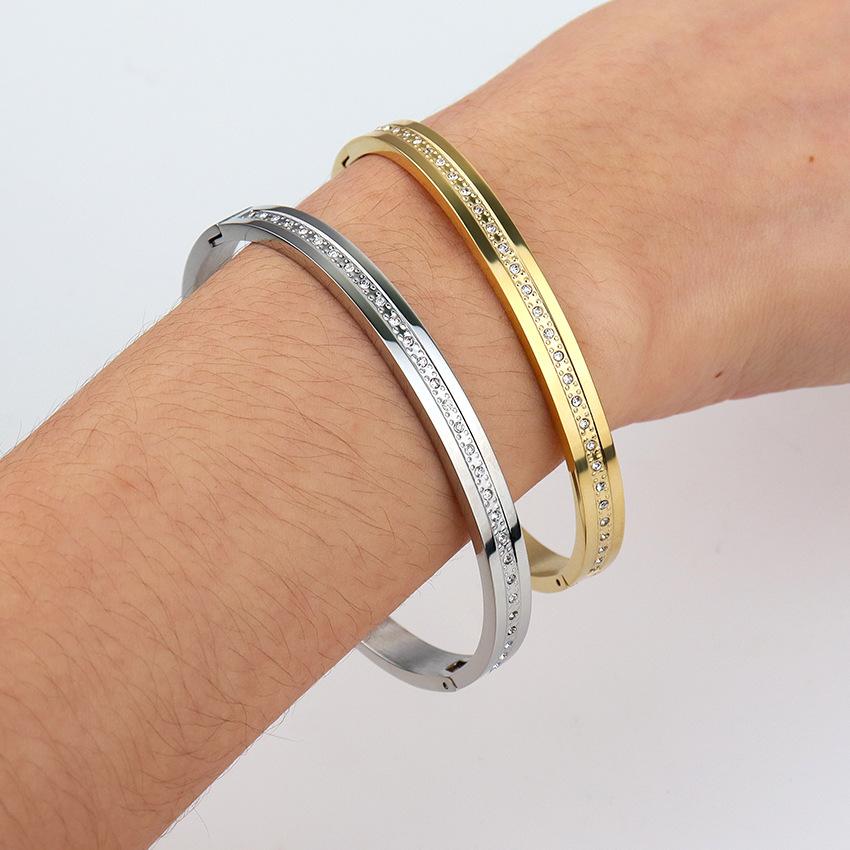 Personalized Trend Surround With Fine Diamond Gypsy Titanium Steel Bracelet