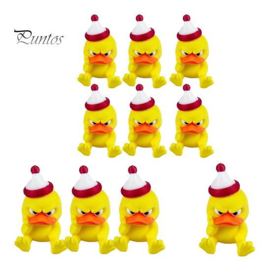 Funny Duck Ornaments 3D Printed Yellow Figurine, Arrogant Statue with Christmas Fun Holiday Party Supplies Hat, Miniature Ornament for Home
