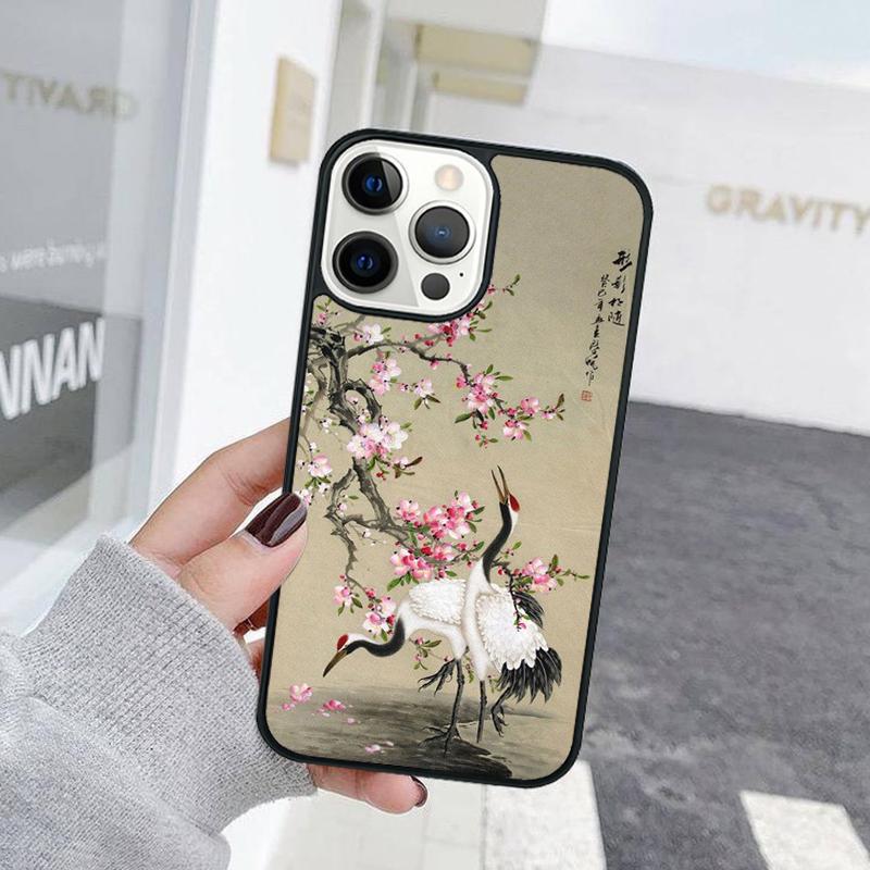 Carp Waves Crane and Brocade Phone Case For iPhone 17 Air 15 16 Cover  11 13 14 Pro Max 12 Plus Max Fundas