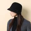 Herbst und Winter Eleganter Woll-Bucket-Hut Damen Retro Schleife High-End Thermischer Beckenhut