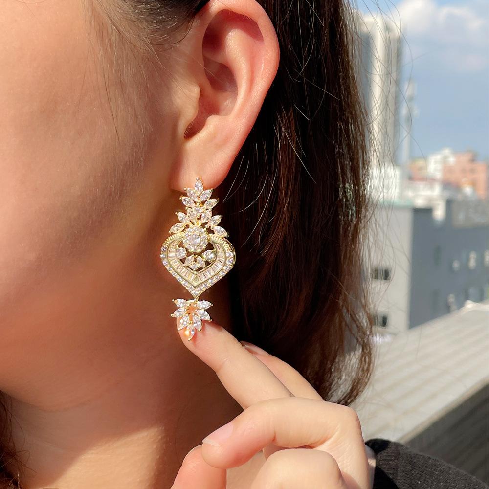 Temperament Retro Zirkon Ohrringe Stiftplattierte Ohrringe Ohrschmuck